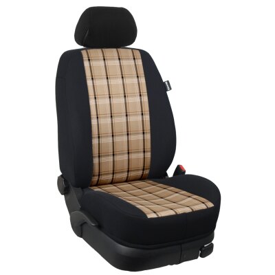 Wohnmobil Citroen Pössl 2win II / Maßangefertigter Rücksitzbezug :: 215. Stoff GTI-beige / Stoff schwarz