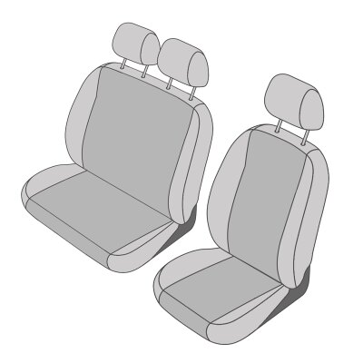 Toyota Proace II + Proace Verso, DOKA/Kasten, ab Bj. 2016 - / Maßangefertigte Vordersitzbezüge 3-Sitzer (Fahrersitz + Doppelbeifahrersitz)