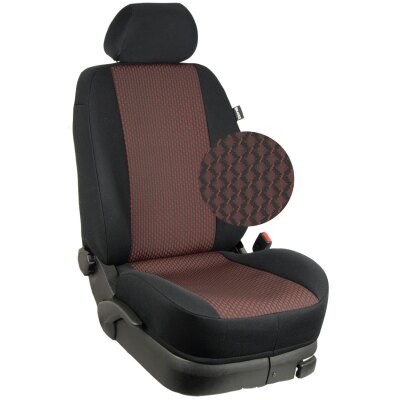 *Ford Tourneo Connect, Bj. 2013 - 09/2018 (2. Generation), Komplettset Sitzbezüge für 5-Sitzer im Design Stoff Sansibar-rot / Stoff schwarz, Art. Nr.: 9462